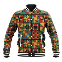 African American Quilt Inspired Baseball Jacket Freedom Quilt Symbolic Patchwork