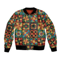 African American Quilt Inspired Bomber Jacket Freedom Quilt Symbolic Patchwork