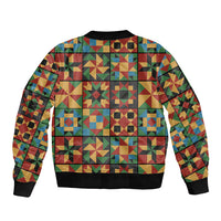 African American Quilt Inspired Bomber Jacket Freedom Quilt Symbolic Patchwork