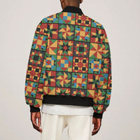 African American Quilt Inspired Bomber Jacket Freedom Quilt Symbolic Patchwork