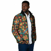 African American Quilt Inspired Padded Jacket Freedom Quilt Symbolic Patchwork