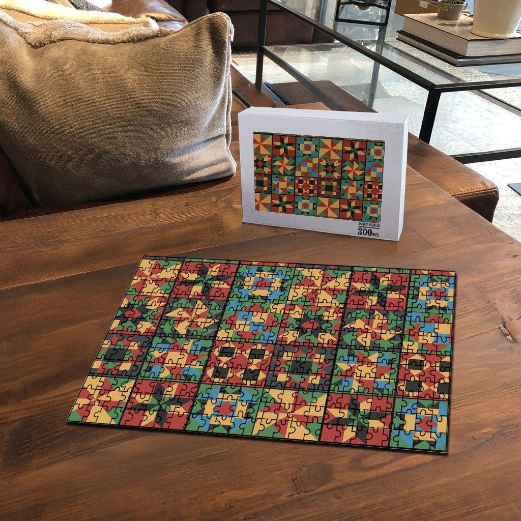 African American Quilt Inspired Puzzle Freedom Quilt Symbolic Patchwork