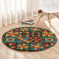 African American Quilt Inspired Round Carpet Freedom Quilt Symbolic Patchwork