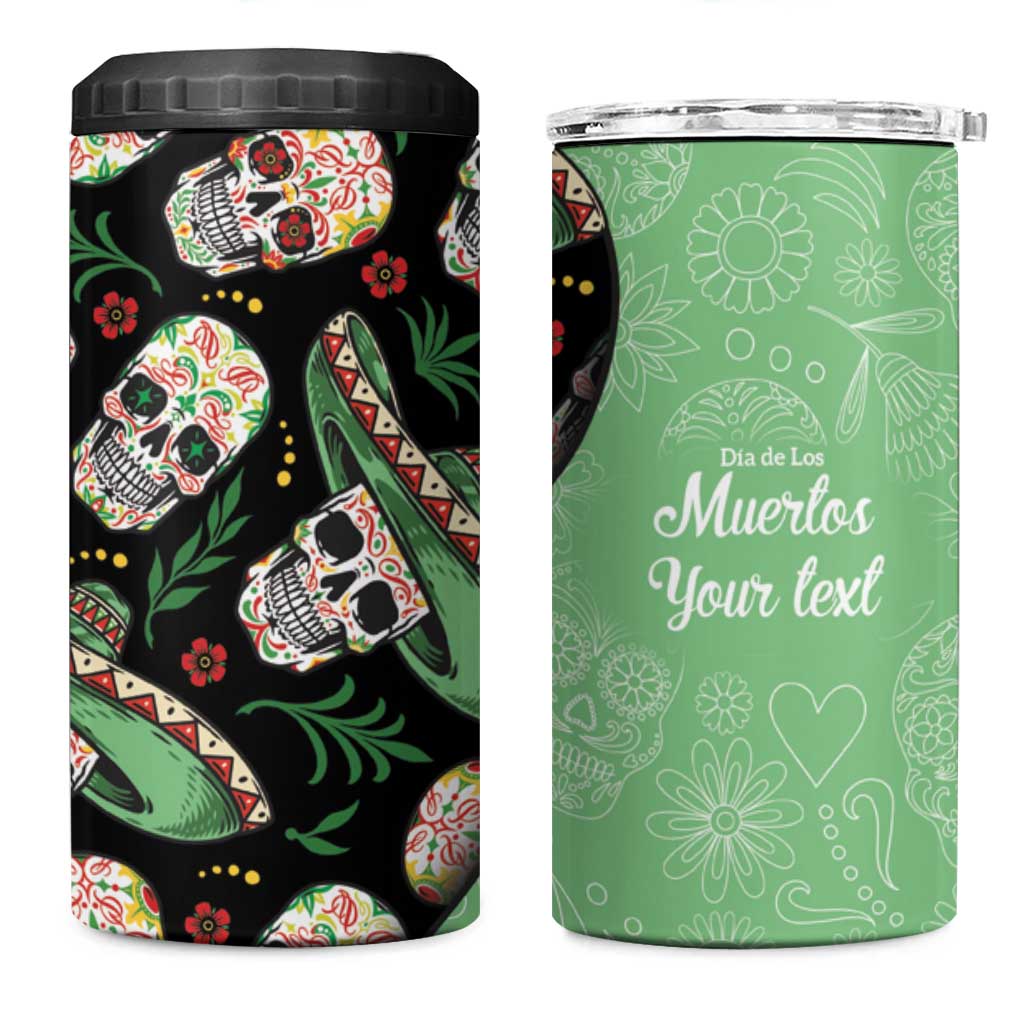 Mexican Sugar Skull Personalized 4 in 1 Can Cooler Tumbler Dia de Los Muertos Vibe LT9 - Wonder Print Shop