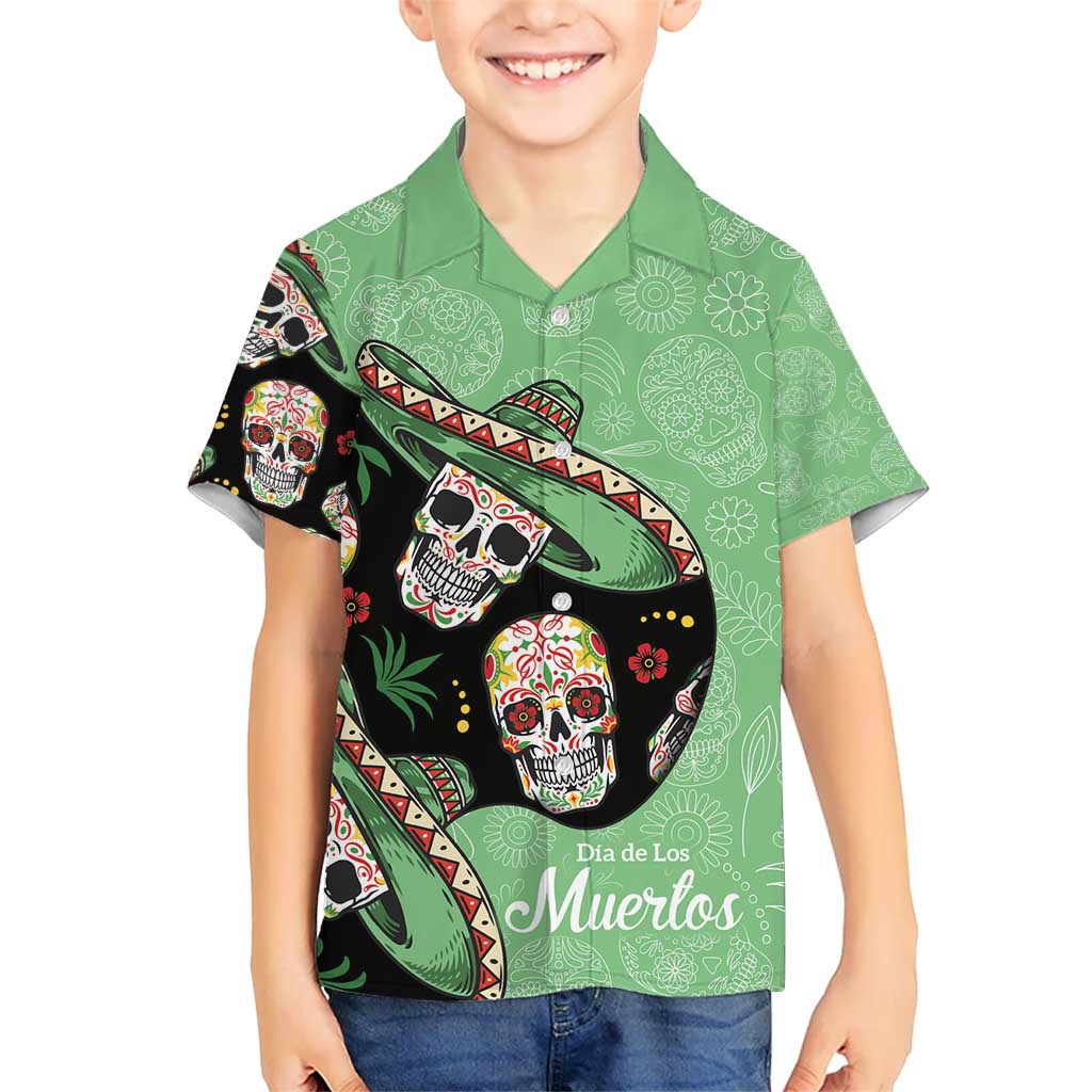 Mexican Sugar Skull Personalized Kid Hawaiian Shirt Dia de Los Muertos Vibe - Wonder Print Shop