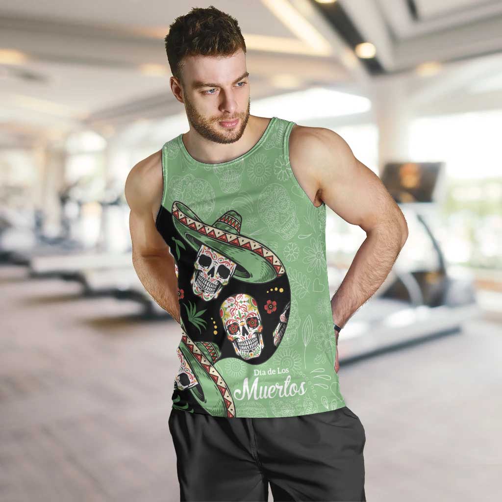 Mexican Sugar Skull Personalized Men Tank Top Dia de Los Muertos Vibe - Wonder Print Shop