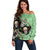 Mexican Sugar Skull Personalized Off Shoulder Sweater Dia de Los Muertos Vibe - Wonder Print Shop