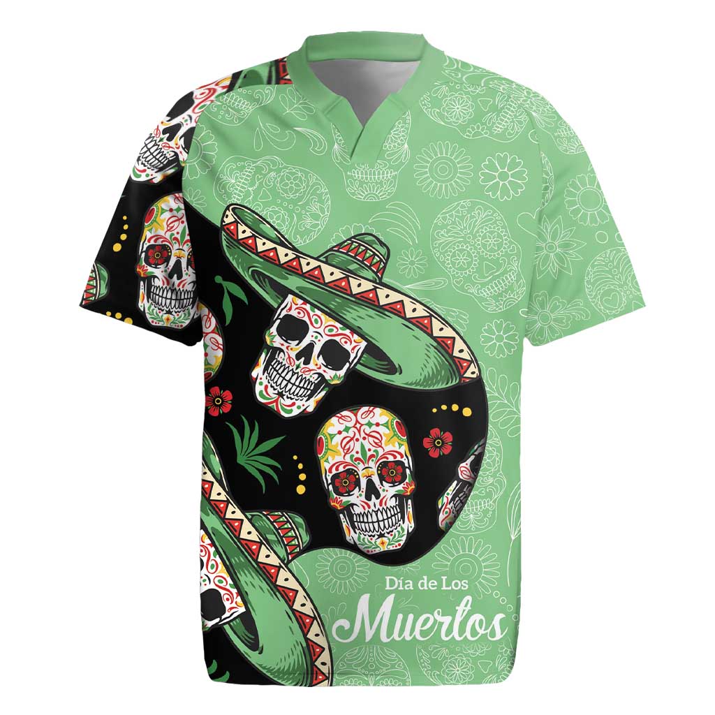 Mexican Sugar Skull Personalized Rugby Jersey Dia de Los Muertos Vibe - Wonder Print Shop