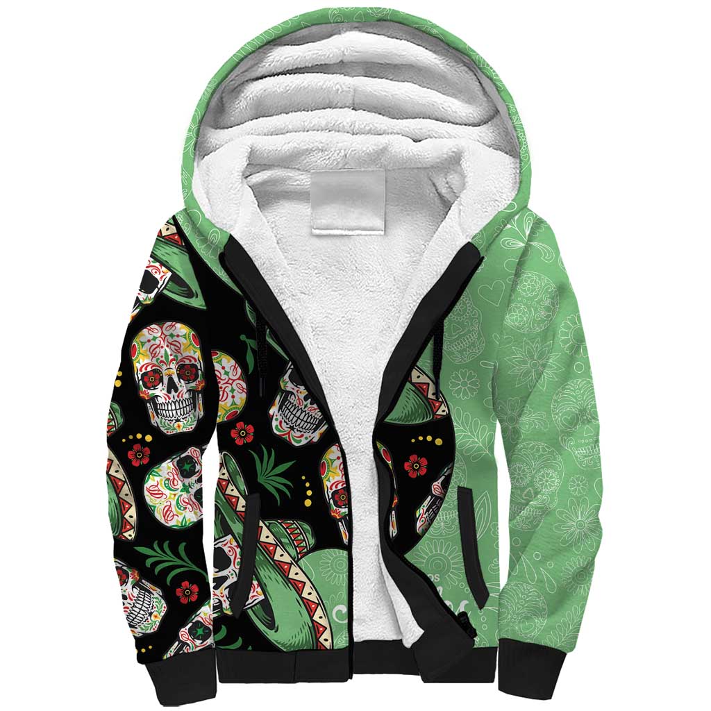 Mexican Sugar Skull Personalized Sherpa Hoodie Dia de Los Muertos Vibe