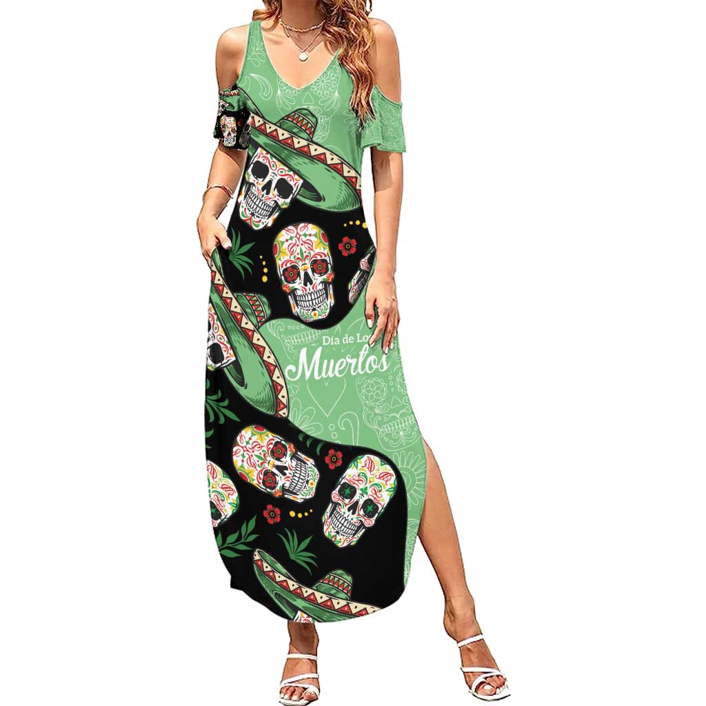 Mexican Sugar Skull Personalized Summer Maxi Dress Dia de Los Muertos Vibe