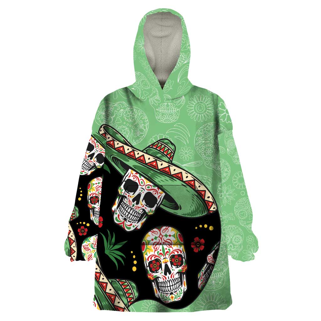 Mexican Sugar Skull Personalized Wearable Blanket Hoodie Dia de Los Muertos Vibe