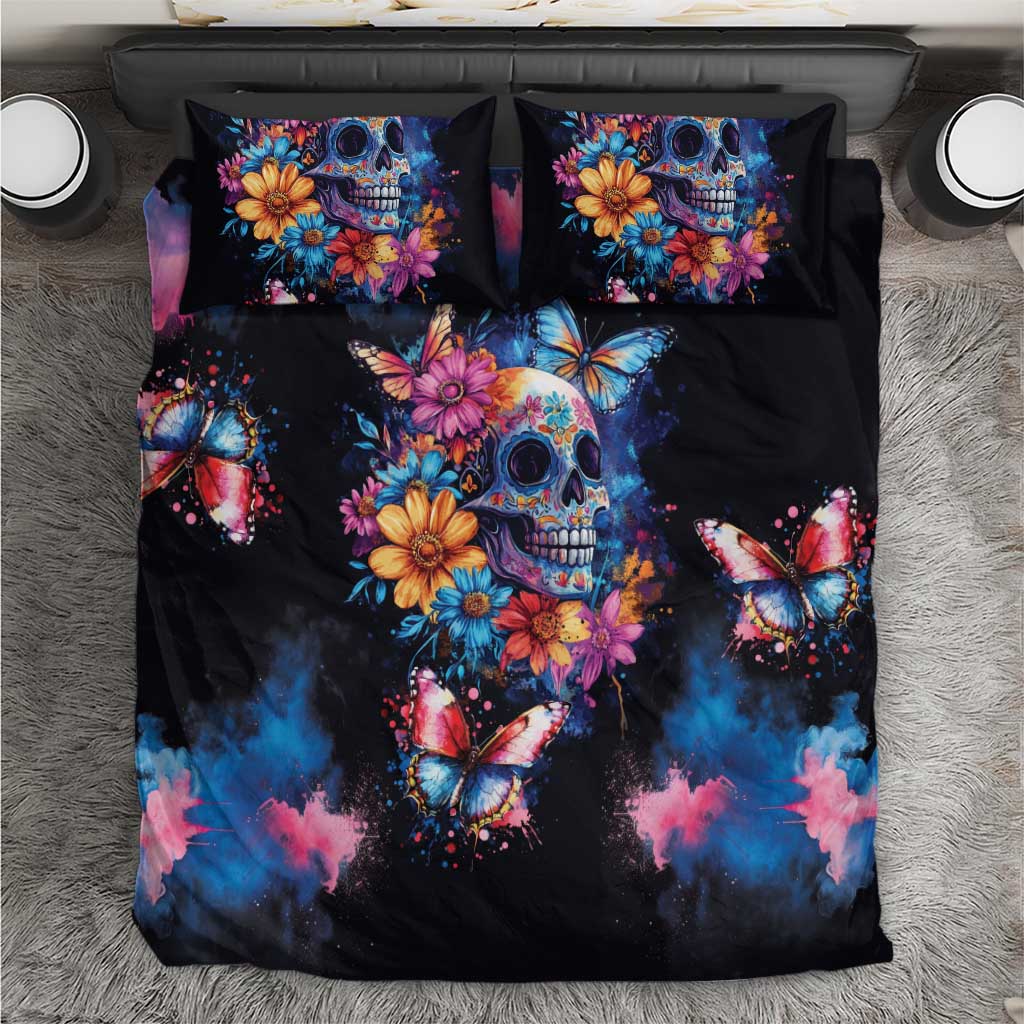 Mexican La Calaca and Butterfly Bedding Set Skull Day Of The Dead