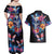 Mexican La Calaca and Butterfly Couples Matching Off Shoulder Maxi Dress and Hawaiian Shirt Skull Day Of The Dead LT9 - Wonder Print Shop