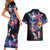 Mexican La Calaca and Butterfly Couples Matching Short Sleeve Bodycon Dress and Hawaiian Shirt Skull Day Of The Dead LT9 - Wonder Print Shop