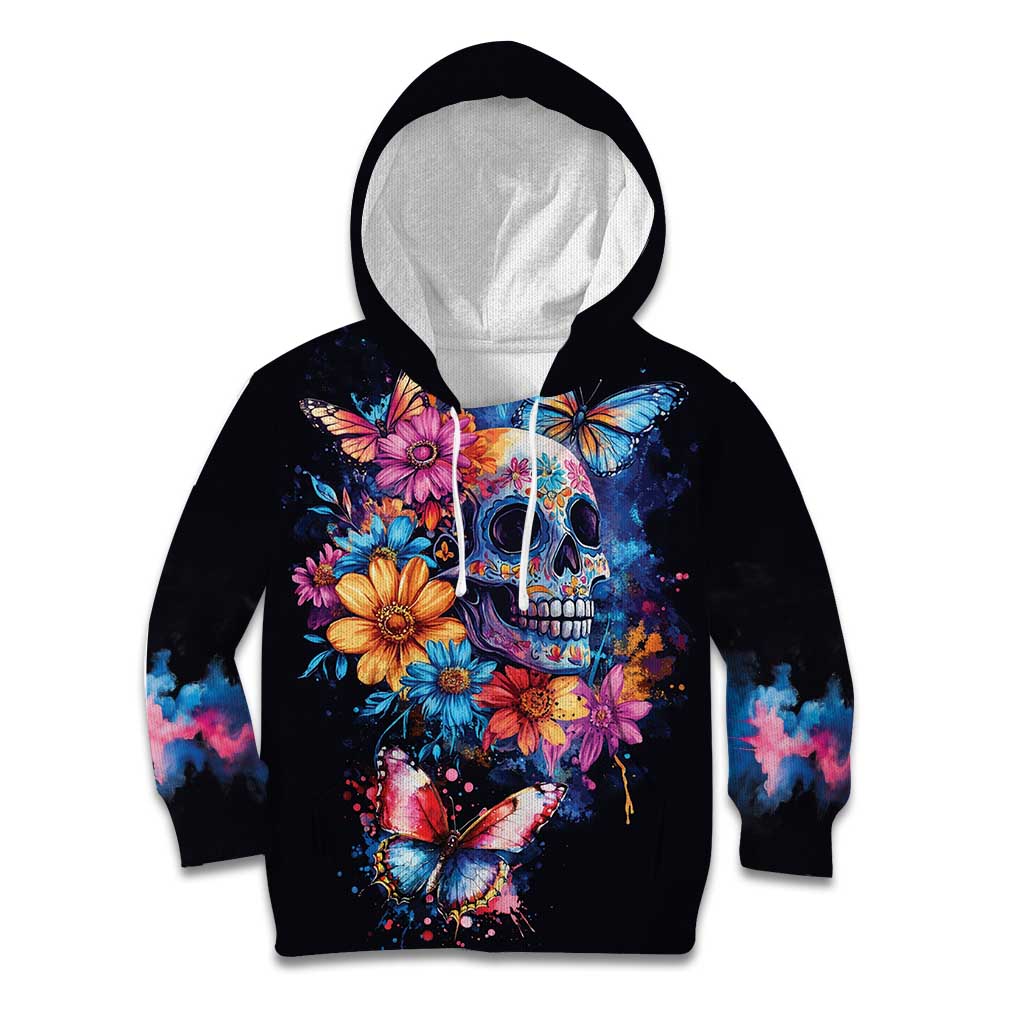 Mexican La Calaca and Butterfly Kid Hoodie Skull Day Of The Dead