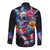 Mexican La Calaca and Butterfly Long Sleeve Button Shirt Skull Day Of The Dead