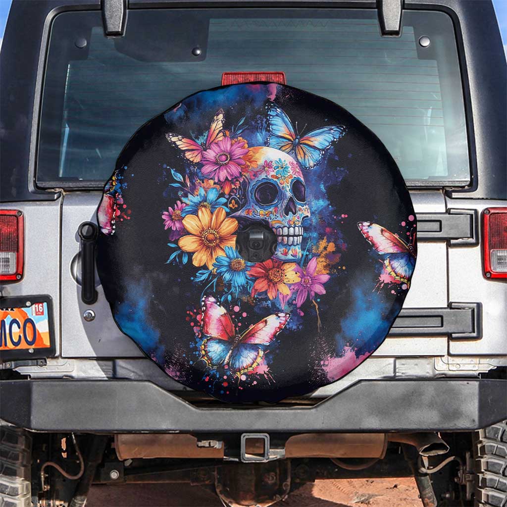 Mexican La Calaca and Butterfly Spare Tire Cover Skull Day Of The Dead