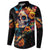 Mexican La Calaca and Marigold Flowers Button Sweatshirt Skull Day Of The Dead