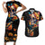 Mexican La Calaca and Marigold Flowers Couples Matching Short Sleeve Bodycon Dress and Hawaiian Shirt Skull Day Of The Dead LT9 - Wonder Print Shop