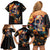 Mexican La Calaca and Marigold Flowers Family Matching Off Shoulder Short Dress and Hawaiian Shirt Skull Day Of The Dead