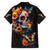 Mexican La Calaca and Marigold Flowers Family Matching Off Shoulder Short Dress and Hawaiian Shirt Skull Day Of The Dead