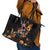 Mexican La Calaca and Marigold Flowers Leather Tote Bag Skull Day Of The Dead