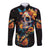 Mexican La Calaca and Marigold Flowers Long Sleeve Button Shirt Skull Day Of The Dead - Wonder Print Shop