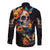 Mexican La Calaca and Marigold Flowers Long Sleeve Button Shirt Skull Day Of The Dead - Wonder Print Shop