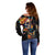 Mexican La Calaca and Marigold Flowers Off Shoulder Sweater Skull Day Of The Dead - Wonder Print Shop