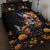 Mexican La Calaca and Marigold Flowers Quilt Bed Set Skull Day Of The Dead