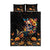 Mexican La Calaca and Marigold Flowers Quilt Bed Set Skull Day Of The Dead