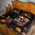 Mexican La Calaca and Marigold Flowers Quilt Bed Set Skull Day Of The Dead