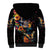 Mexican La Calaca and Marigold Flowers Sherpa Hoodie Skull Day Of The Dead