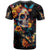 Mexican La Calaca and Marigold Flowers T Shirt Skull Day Of The Dead