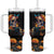 Mexican La Calaca and Marigold Flowers Tumbler With Handle Skull Day Of The Dead