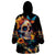 Mexican La Calaca and Marigold Flowers Wearable Blanket Hoodie Skull Day Of The Dead