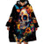 Mexican La Calaca and Marigold Flowers Wearable Blanket Hoodie Skull Day Of The Dead