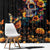 Mexican La Calaca and Marigold Flowers Window Curtain Skull Day Of The Dead