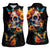 Mexican La Calaca and Marigold Flowers Women Sleeveless Polo Shirt Skull Day Of The Dead