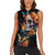 Mexican La Calaca and Marigold Flowers Women Sleeveless Polo Shirt Skull Day Of The Dead