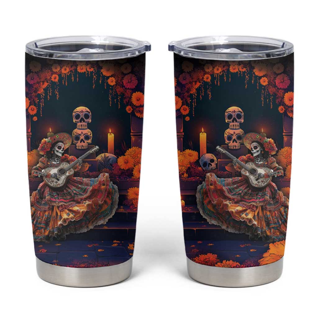 Mexican La Catrina Skeletons Dancing Tumbler Cup Dia de Los Muertos Verion 1 - Wonder Print Shop