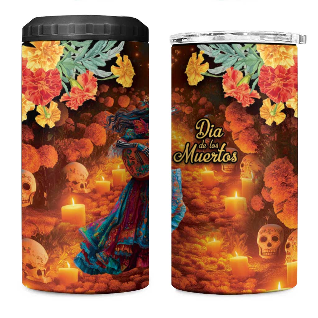 Mexican La Catrina Skeletons Dancing 4 in 1 Can Cooler Tumbler Dia de Los Muertos Verion 2 LT9 - Wonder Print Shop