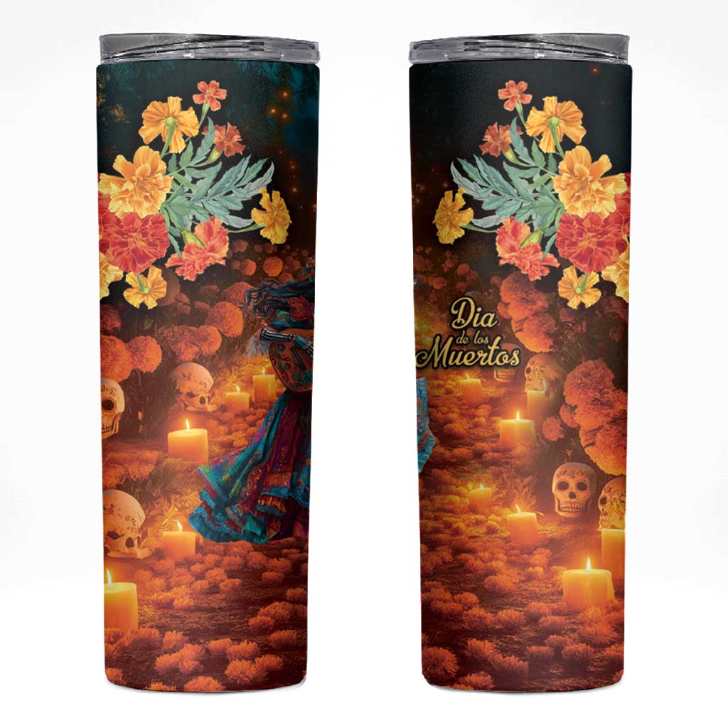 Mexican La Catrina Skeletons Dancing Skinny Tumbler Dia de Los Muertos Verion 2 - Wonder Print Shop