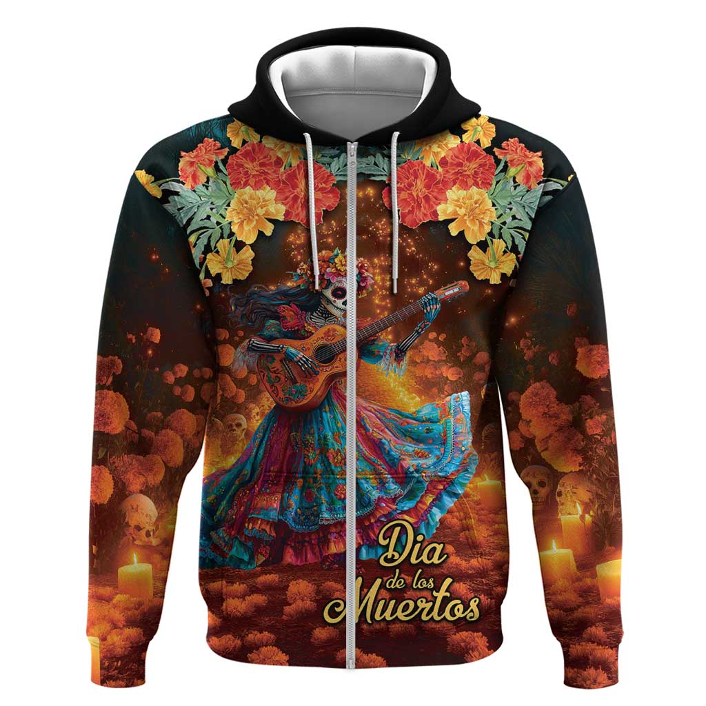 Mexican La Catrina Skeletons Dancing Zip Hoodie Dia de Los Muertos Verion 2 - Wonder Print Shop