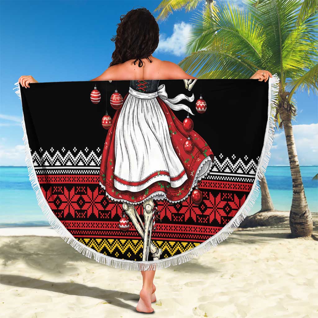 Dirndl Skeleton Dance Beach Blanket Bavarian Gothic Christmas - Wonder Print Shop