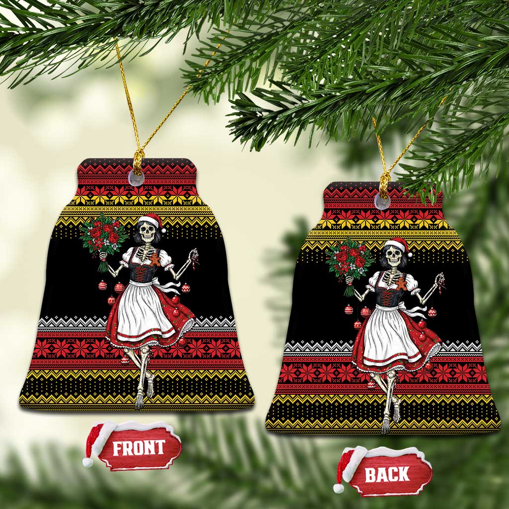 Dirndl Skeleton Dance Ceramic Ornament Bavarian Gothic Christmas - Wonder Print Shop