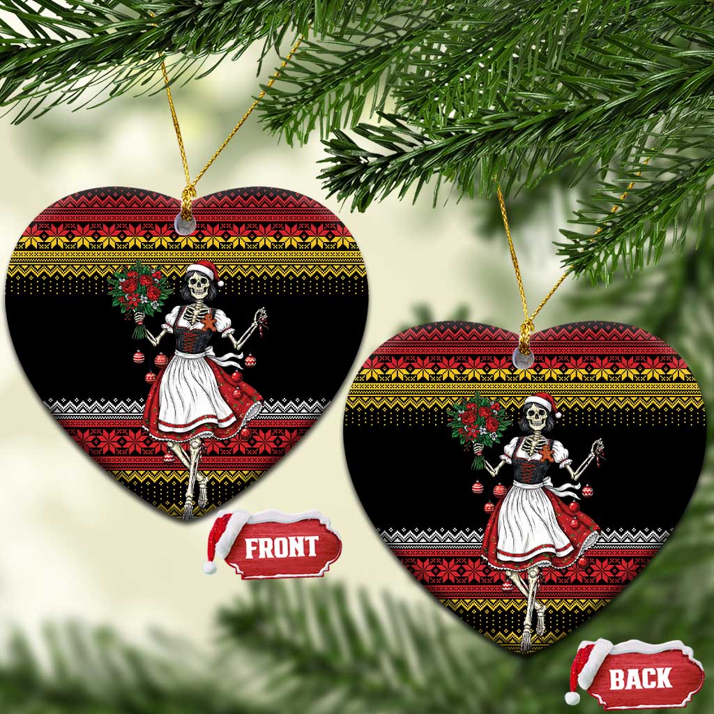 Dirndl Skeleton Dance Ceramic Ornament Bavarian Gothic Christmas - Wonder Print Shop