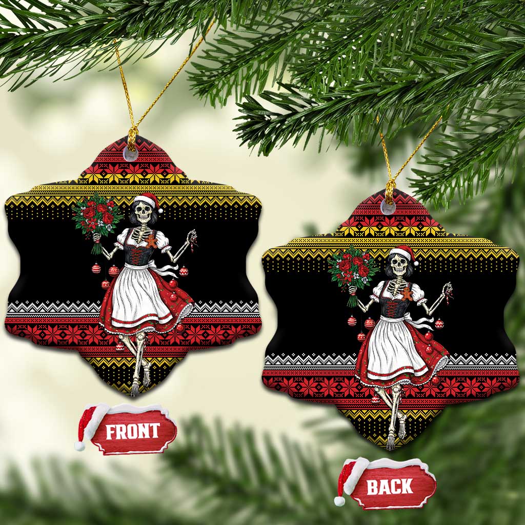 Dirndl Skeleton Dance Ceramic Ornament Bavarian Gothic Christmas - Wonder Print Shop