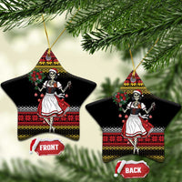 Dirndl Skeleton Dance Ceramic Ornament Bavarian Gothic Christmas - Wonder Print Shop