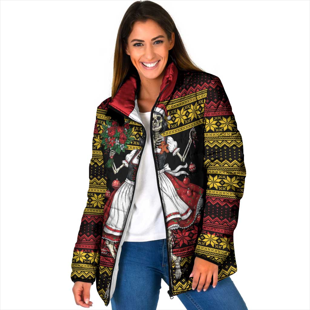 Dirndl Skeleton Dance Padded Jacket Bavarian Gothic Christmas - Wonder Print Shop